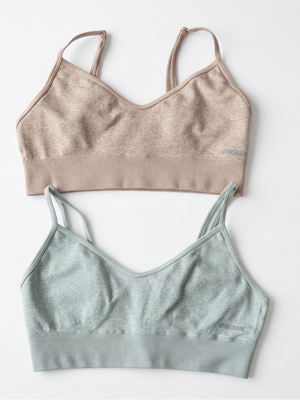 Bo+Tee Bundle of 2 Sports Bras in Green and Tan Women’s Size M